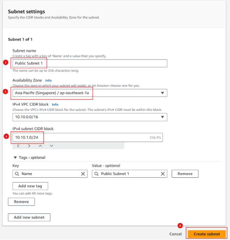 Create subnet