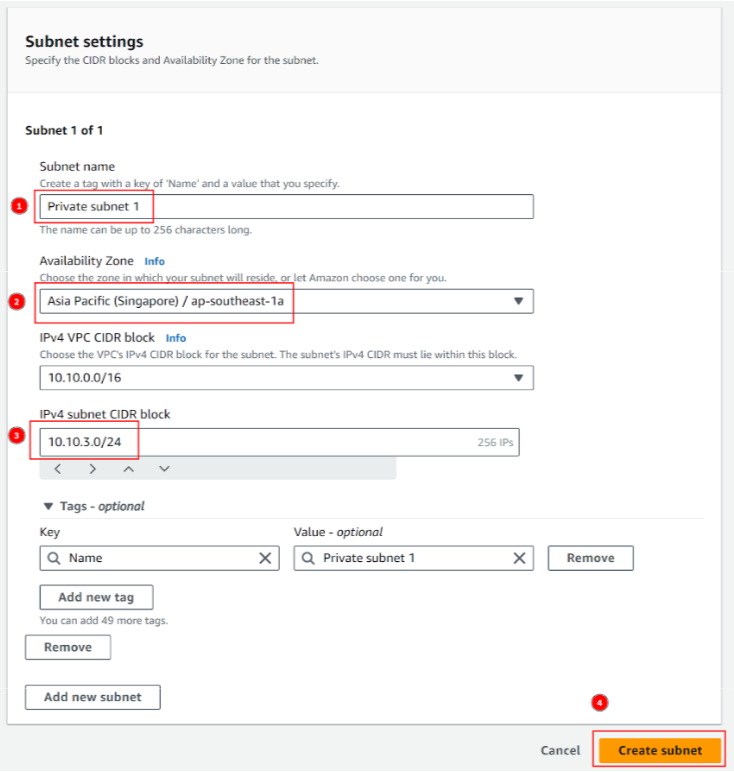 Subnet created