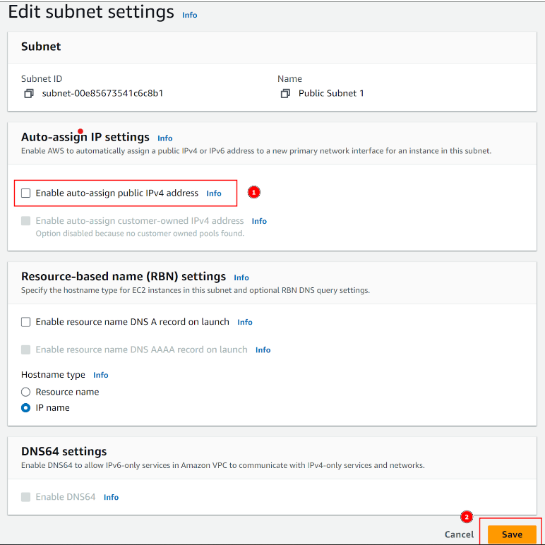 Edit subnet settings