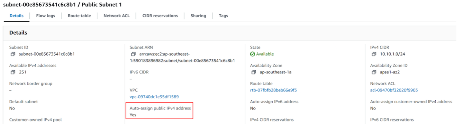 Edit subnet settings