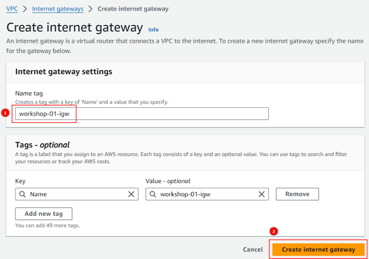 Create internet gateway