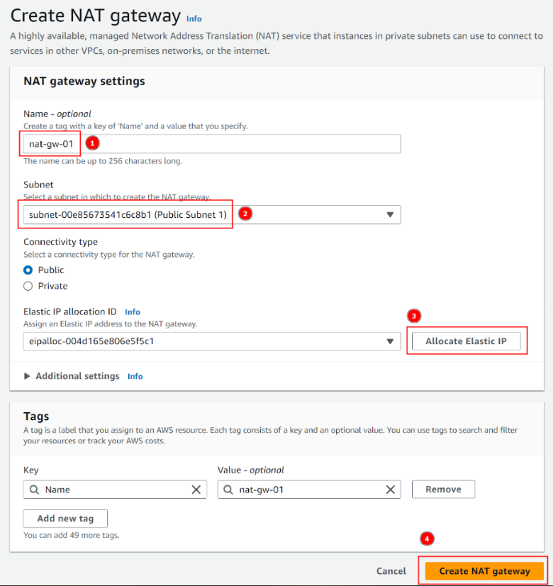 Create NAT gateway