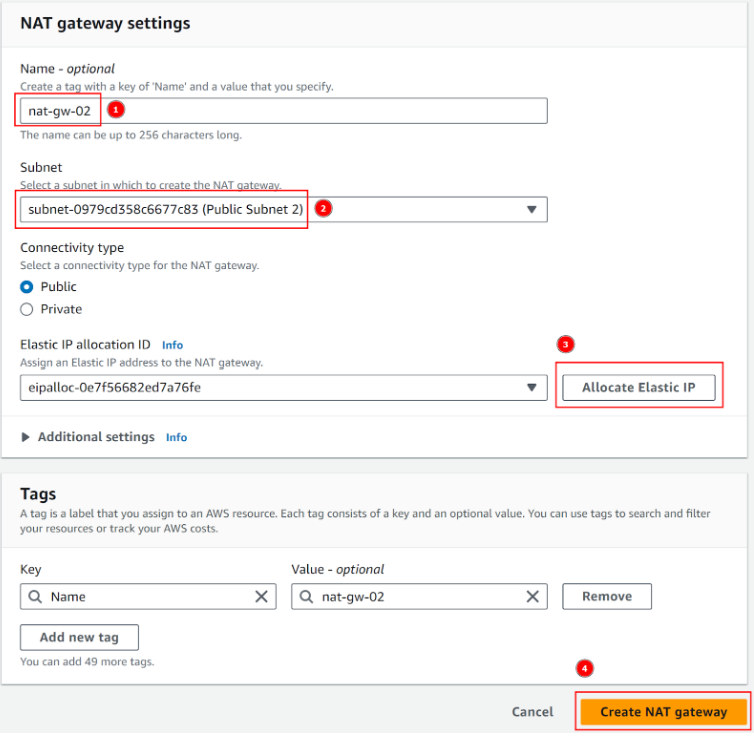 Create NAT gateway