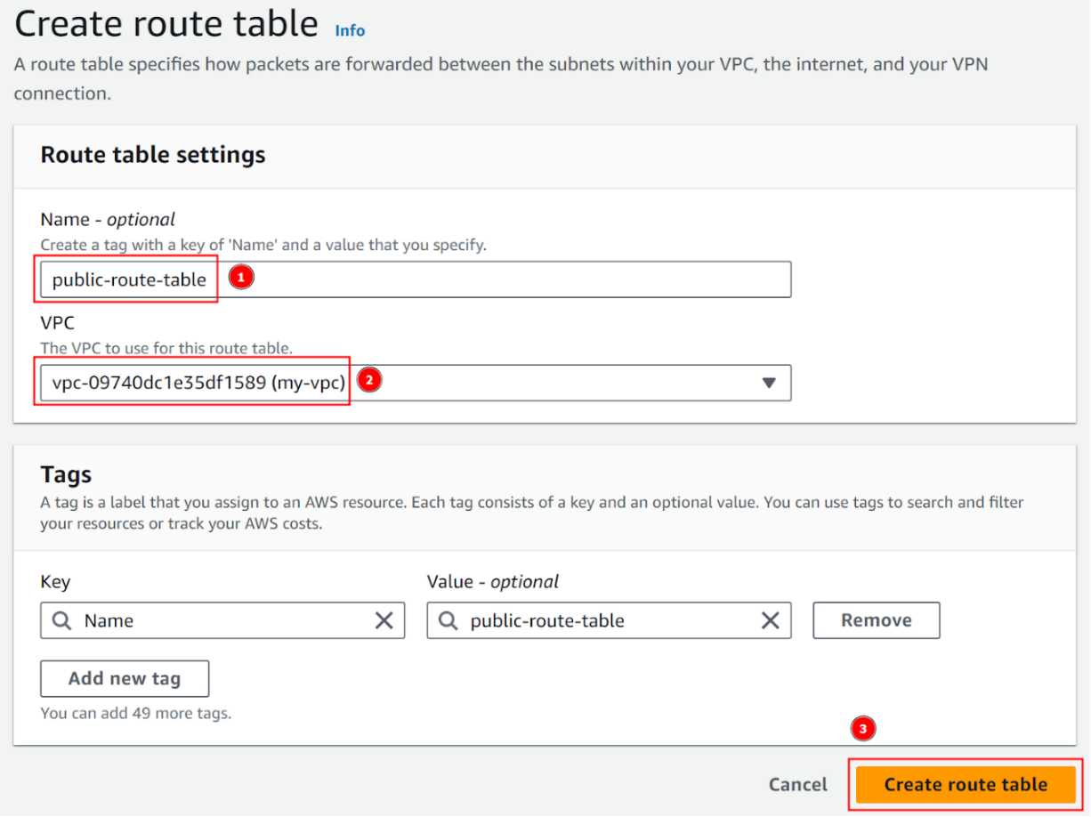 Create route table