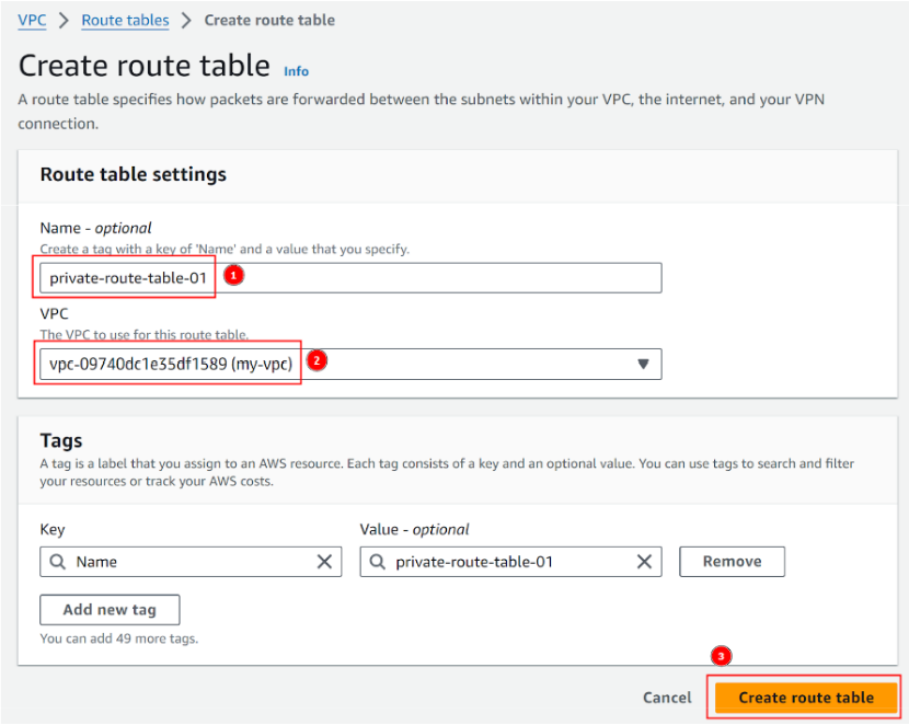 Create route table