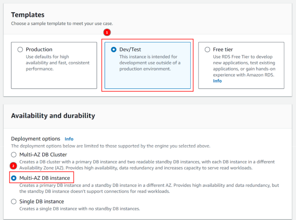 create db instance