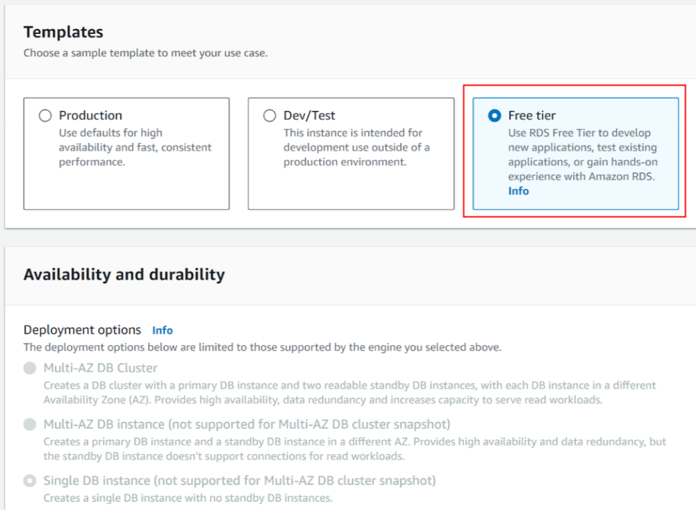 create db instance