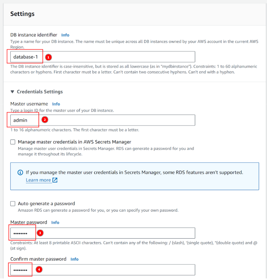 create db instance