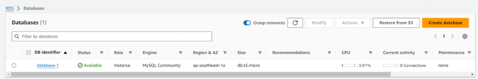 create db instance