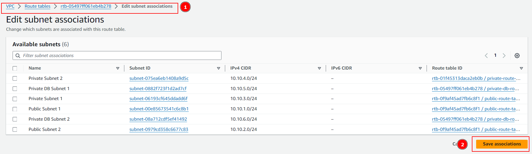 Route tables